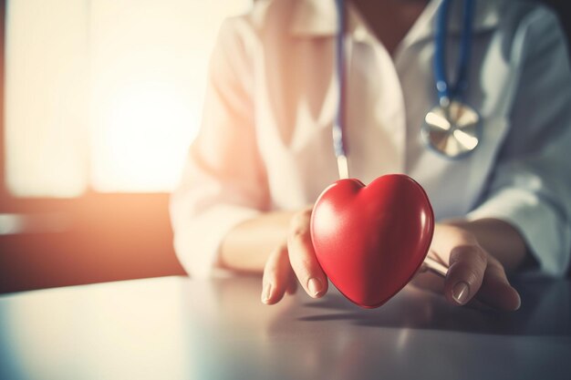 Immagine di una persona che riceve un controllo per la salute del cuore Giornata mondiale della salute bokeh AI generativa