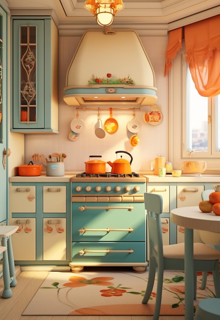 immagine di una piccola cucina low poly