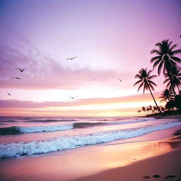 Immagine di una spiaggia serena al tramonto