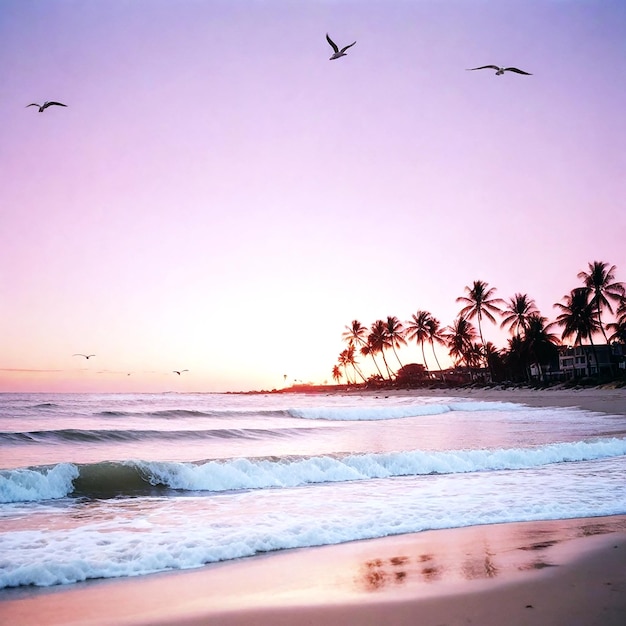 Immagine di una spiaggia serena al tramonto