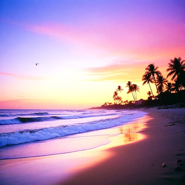 Immagine di una spiaggia serena al tramonto