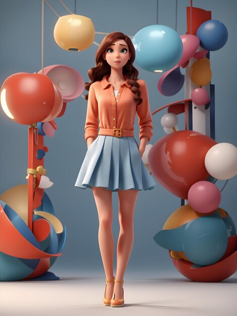 Immagine di una splendida illustrazione del personaggio di una ragazza di moda in 3D