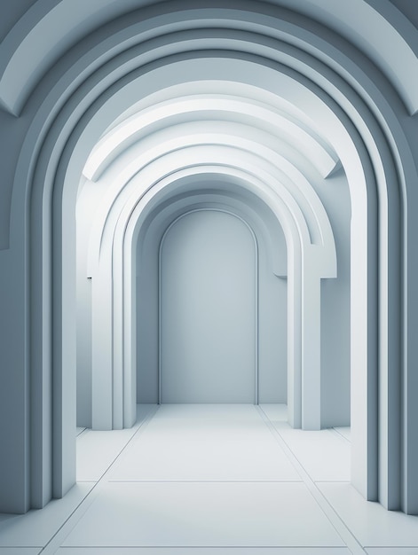 Immagine di una stanza vuota Sfondo 3d illustrazione fase bianca AI generativa