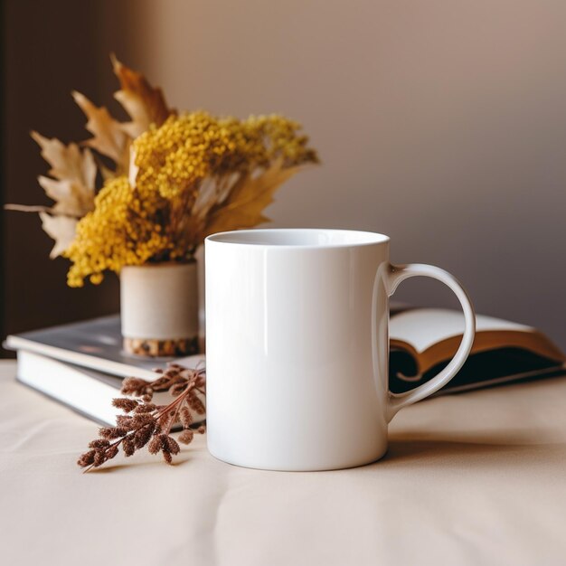 immagine di una tazza di caffè bianca su uno sfondo neutro