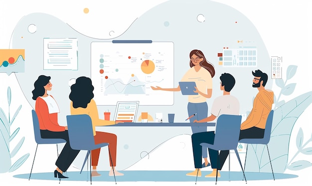 Immagine dinamica del team di marketing che conduce un workshop