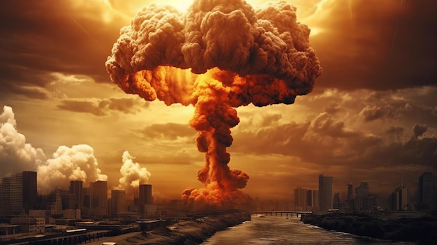 Immagine esplosiva di una bomba nucleare
