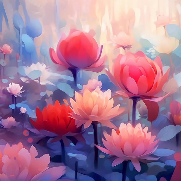 Immagine floreale con effetto acquerello Adatta per lo sfondo Colore vibrante