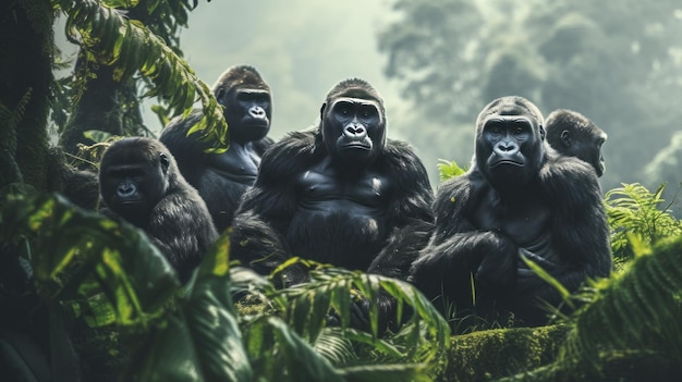 Immagine fotografica d'archivio carta da parati HD 8K dei gorilla di montagna