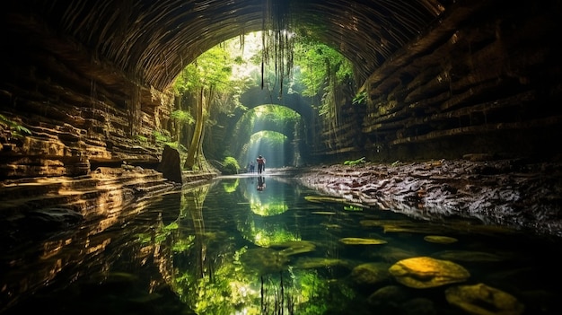 Immagine fotografica d'archivio della grotta di riflessione della luce HD 8K