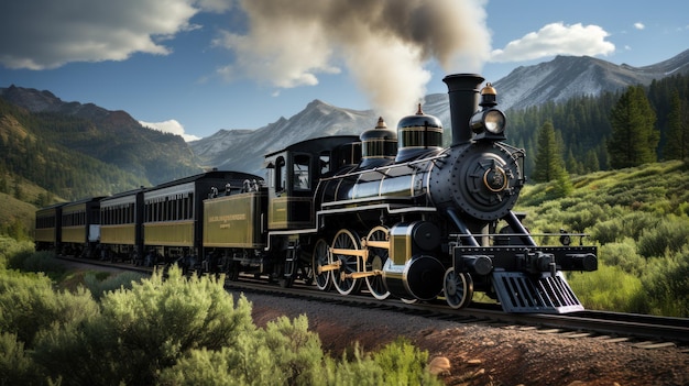 Immagine fotografica d'archivio treno a vapore sulla ferrovia HD 8K