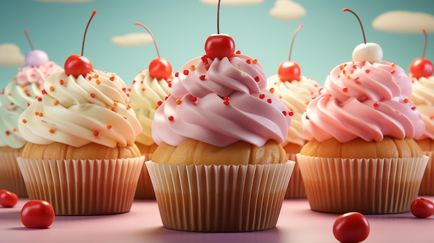 Immagine fotografica di archivio di cupcakes colorati HD 8K