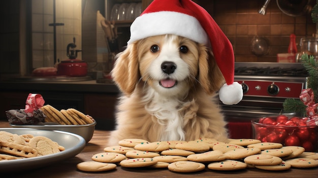 Immagine fotografica di carta da parati di cane di Babbo Natale HD