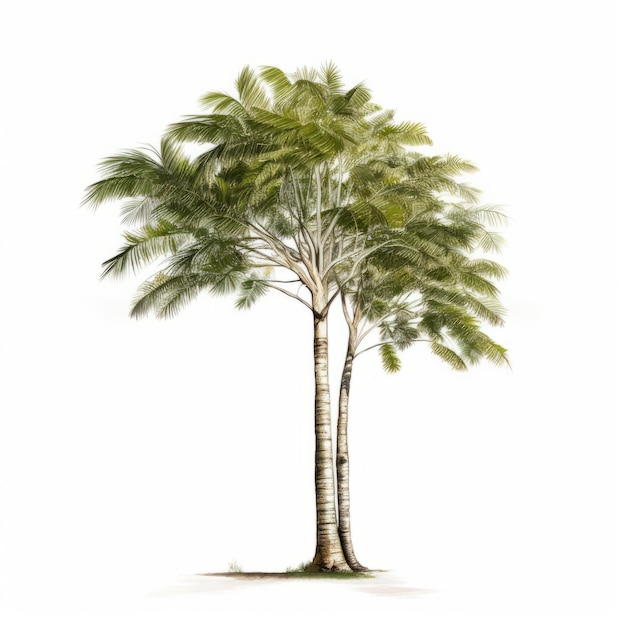 Immagine fotorealistica della palma sabal della betulla su fondo bianco