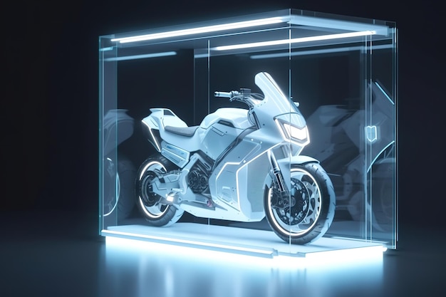 Immagine futuristica di concept design della motocicletta di IA generativa