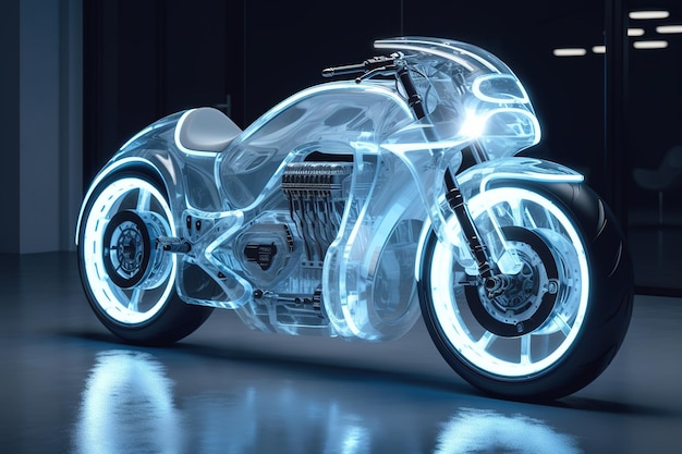Immagine futuristica di concept design della motocicletta di IA generativa