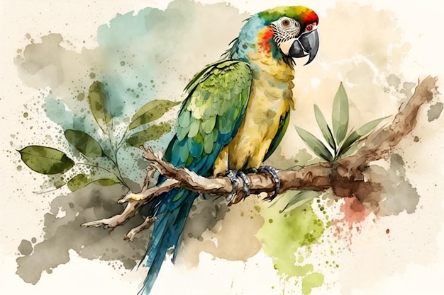 Immagine generata da Ai di un pappagallo seduto sul brunch