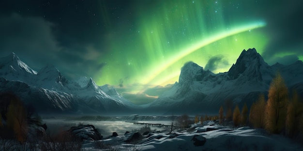 Immagine generata da AI Foto realistica dell'aurora boreale Adventur vibe AI Generative