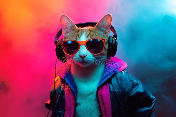 Immagine generata da Stock che mostra un personaggio immaginario che ascolta musica indossando occhiali da sole e cuffie