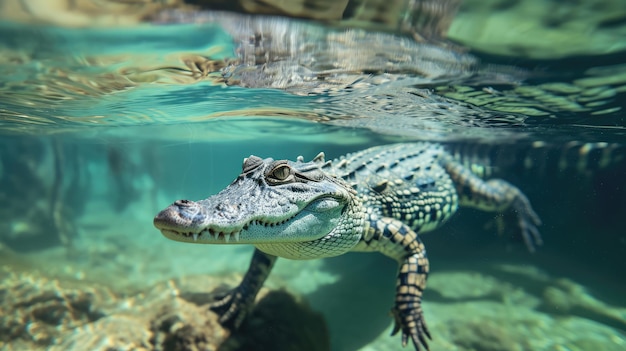 Immagine generata da un coccodrillo sottomarino