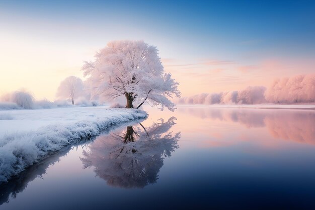 Immagine generata dal lago invernale AI