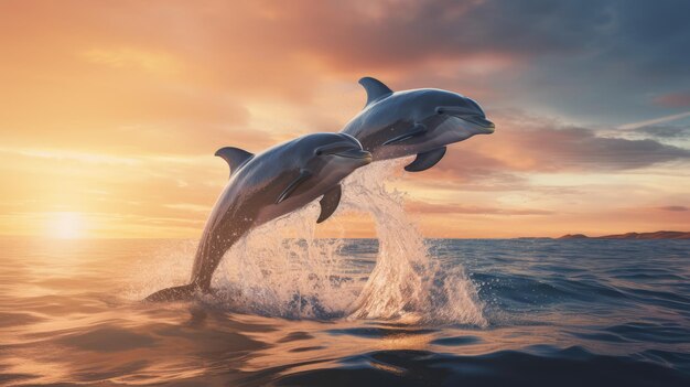 Immagine generata dall'AI dei delfini che nuotano in mare