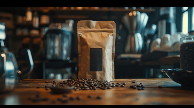 Immagine generata dall'AI sull'imballaggio del caffè sul tavolo