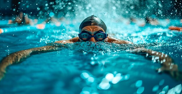 Immagine generata dall'intelligenza artificiale del nuotatore della piscina sportiva olimpica di nuoto