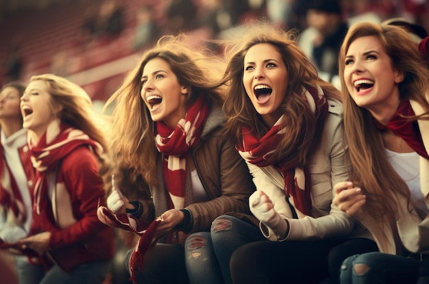 Immagine generata dall'intelligenza artificiale di ragazze tifose di calcio Foto di alta qualità