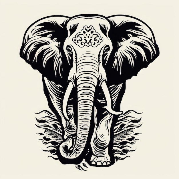 Immagine generata dall'intelligenza artificiale in bianco e nero con il logo dell'elefante