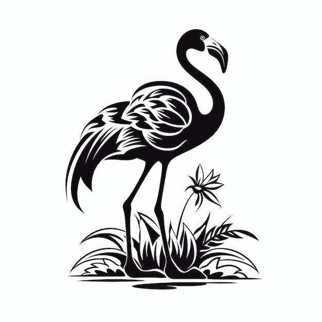 Immagine generata dall'intelligenza artificiale in bianco e nero con logo Flamingo