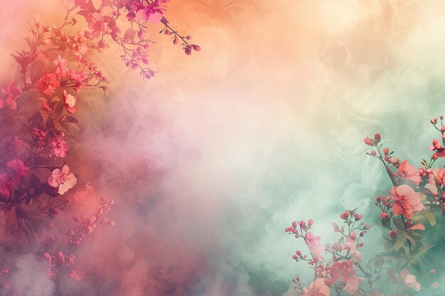 Immagine generativa di AI di fiori ad acquerello dipinto con spazio vuoto su sfondo di fumo