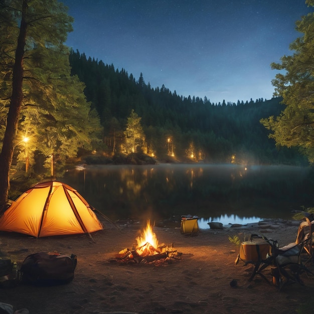 Immagine gratuita tenda da campeggio in una natura molto bella sfondo cielo notturno 2