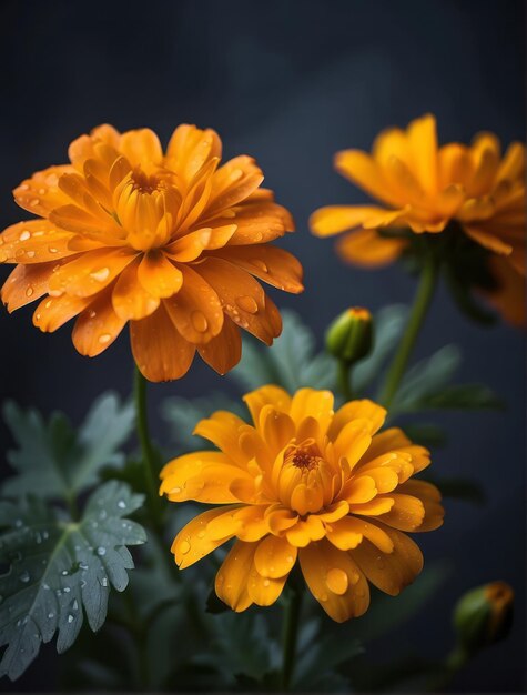 immagine in primo piano di un bellissimo fiore di Dahlia con gocce d'acqua