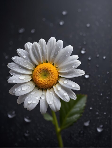 immagine in primo piano di un bellissimo fiore di margherita con gocce d'acqua