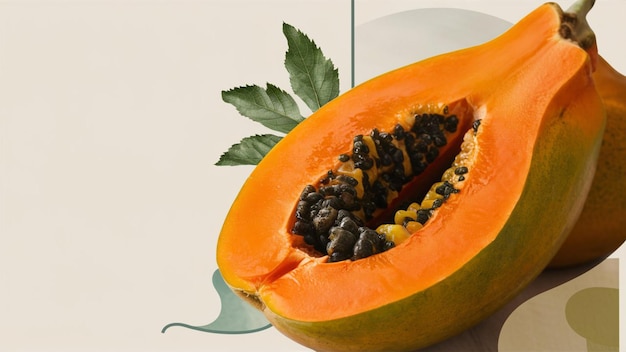 immagine in primo piano di una papaya succosa matura pronta per essere assaporata