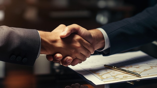 Immagine in primo piano di uomini d'affari che si stringono la mano durante una riunione o una negoziazione Concetto di stretta di mano