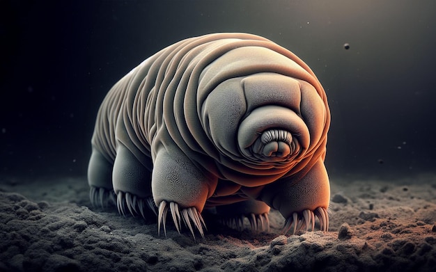 Immagine ingrandita dell'orso acquatico nome comune Tardigrada o Tardigrade è un filum