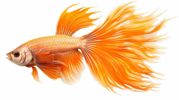 Immagine intricate di un pesce siamese arancione di rame su sfondo bianco