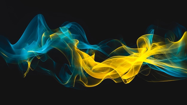 Immagine liscia sfocata astratta dell'intelligenza artificiale generativa di colore blu e giallo