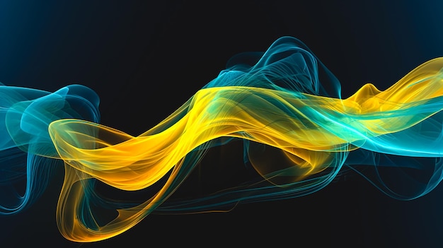 Immagine liscia sfocata astratta dell'intelligenza artificiale generativa di colore blu e giallo