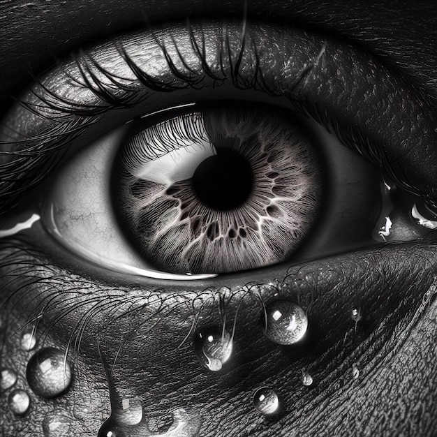 Immagine macro dell'occhio umano che piange
