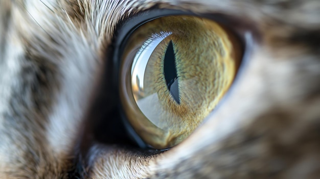 Immagine macro di un occhio di gatto che mostra l'iride dettagliata e la pupilla affilata