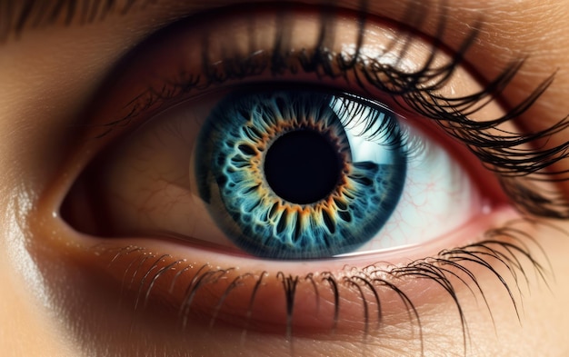 Immagine macro focalizzata su un occhio blu umano