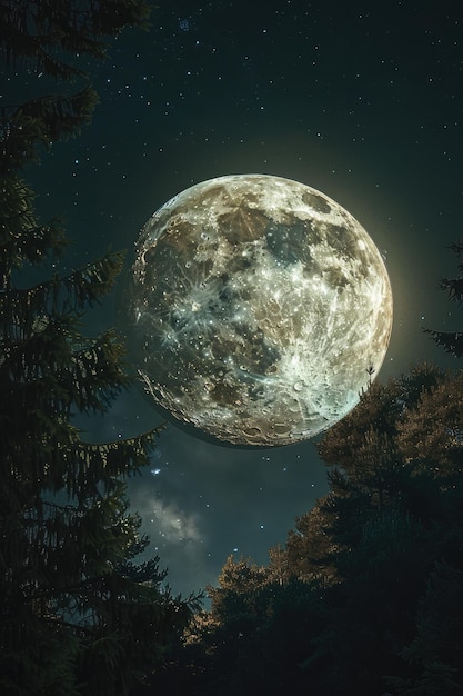 Immagine migliorata della luna piena con alta risoluzione e regolabilità