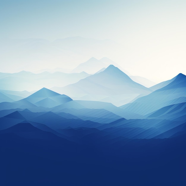 Immagine minimalista astratta bluastra con montagne in dissolvenza Bella immagine illustrativa