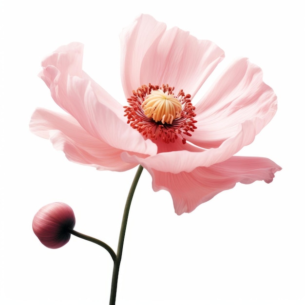 Immagine minimalista di anemone con rosa su sfondo bianco