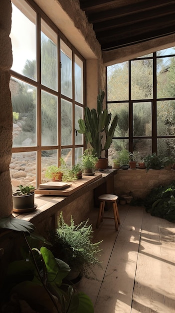 immagine minimalista di una casa mediterranea colori caldi e dettagli Piante mediterranee Generative