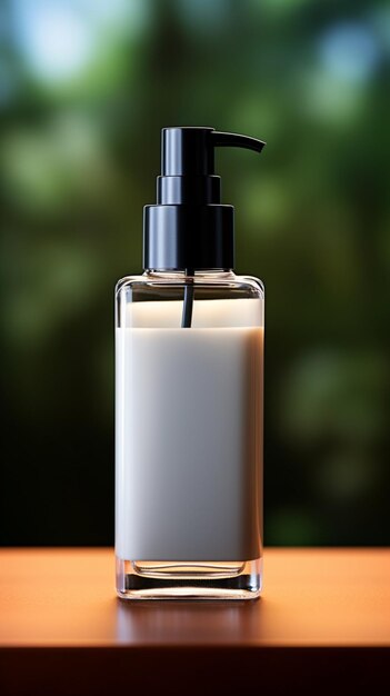 Immagine mockup della bottiglia di prodotto di bellezza gratuita con presentazione inclusiva con sfondo contestuale V