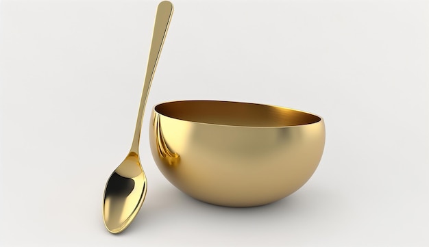 Immagine moderna dell'utensile da cucina del mestolo della salsa della minestra dorata AI Immagine generata
