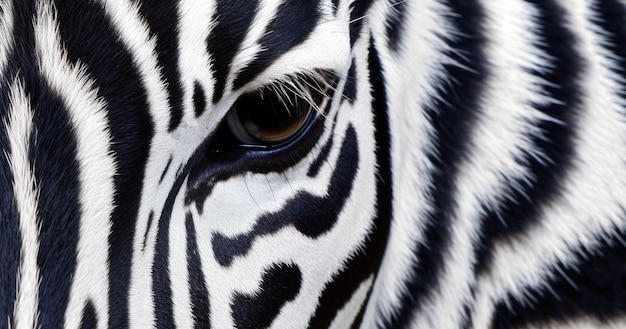 Immagine monocromatica con profondità di campo ridotta di una zebra con testa e occhi a fuoco e strisce in softfoc